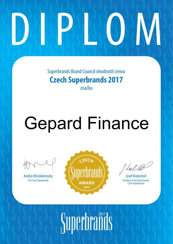 Diplom Superbrands 2017 pro Gepard Finance